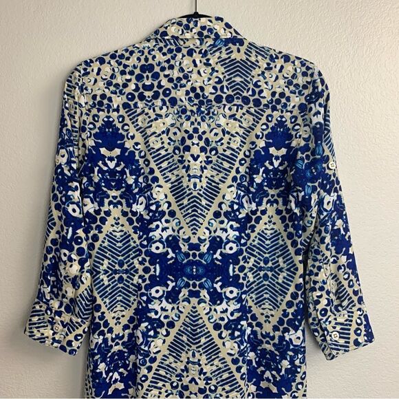 Cabi #422 Blue Jewel Button Down Shirt Dress Small - Picture 11 of 13
